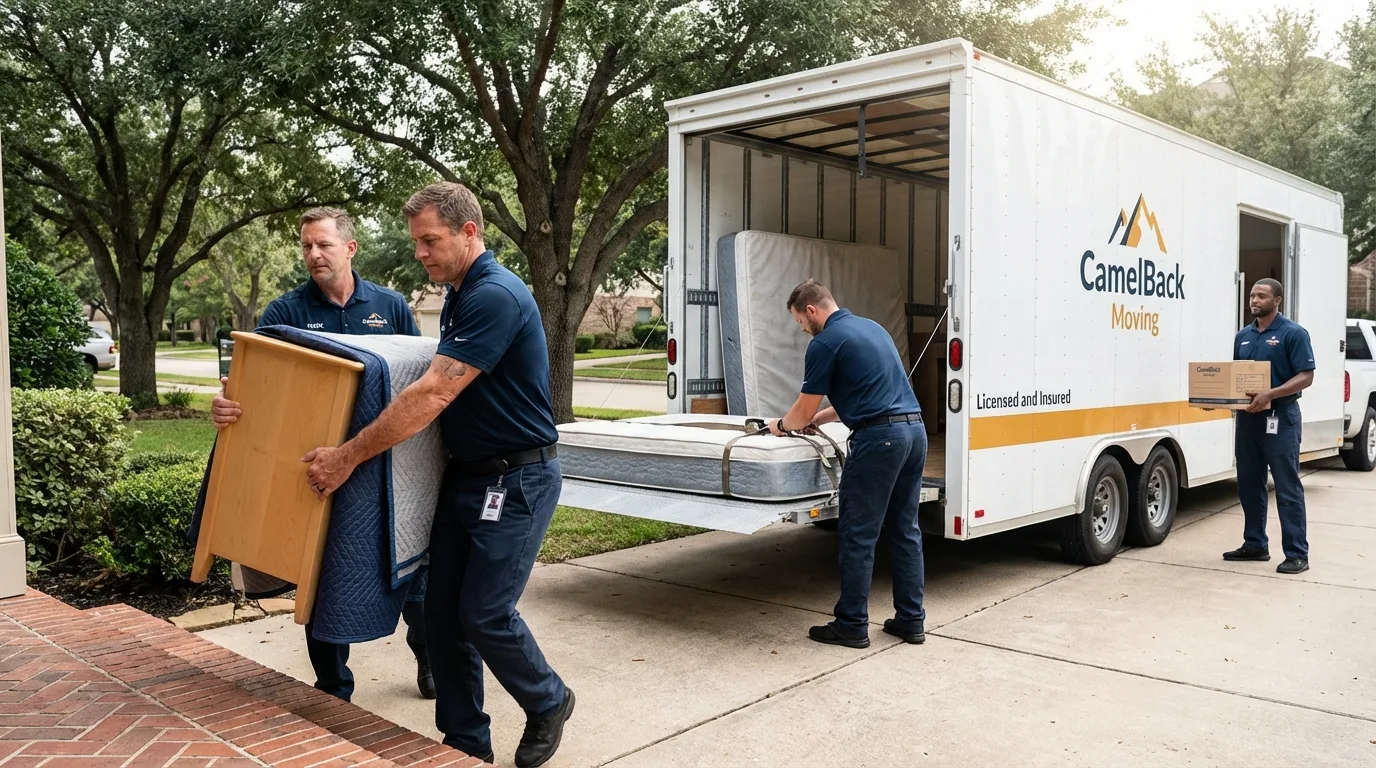 Crew loading residential truck for cross-state move from Franklin, NH